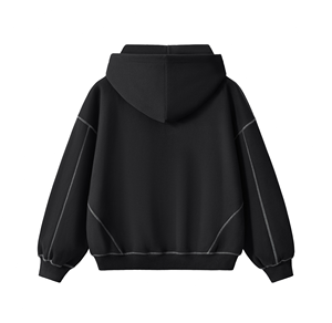 Contrast-Stitched Boxy Fleece <b>Zip</b> Hoodie 100% Cotton Eco-Friendly 360g Heavyweight - Product Image 6
