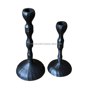 Portavelas de latón de diseño único con acabado negro, perfecto para fiestas, bodas y decoración de eventos a precios asequibles - Product Image 3