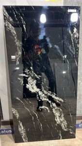 Black Marble Effect Porcelain <b>Tiles</b> Collection 600x1200mm 60x120cm Thickness Options 9mm 8.5mm 8mm High Glossy Finish Mirror - Product Image 2