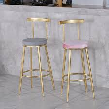 Silla de Bar Moderna de Terciopelo con Estructura Metálica Dorada para Comedor, Isla de Cocina y Cafetería - Product Image 4