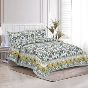 Magnifique couvre-lit en coton à motif Satrangee, imprimé à la main, fabrication artisanale indienne, ensemble de literie bohème 300tc, résistant à la décoloration, toutes saisons - Product Image 3
