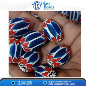High Quality <b>Blue</b> Red White Chevron Crystal Beads Oval Barrel Floral Pattern Bulk Pack Jewelry Making DIY Bracelet <b>Necklace</b> - Product Image 6