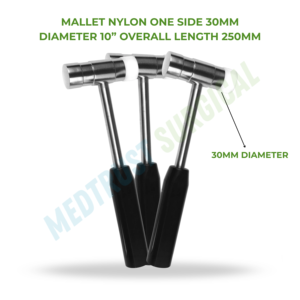 Martillo Quirúrgico de Nylon de 30 mm de Diámetro, 10 Pulgadas (250 mm), Martillo Ortopédico para Huesos con Cabeza de Nylon de un Solo Lado - Product Image 2