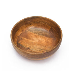 Bol à salade en bois d'acacia au design unique et finition naturelle, grand bol rond de service, vaisselle en bois écologique pour la décoration de cuisine - Product Image 6