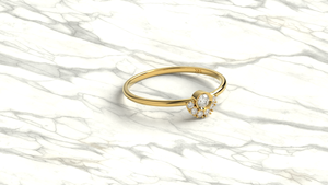 Minimalist 18K Gold Bezel Set Round Diamond <b>Ring</b> Engagement <b>Ring</b> Sunburst Arch <b>Ring</b> <b>Dainty</b> Bridal Wedding Promise <b>Ring</b> for Women - Product Image 3