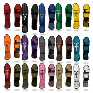 Protège-tibias de Muay Thai en cuir PU robuste à faible MOQ pour le kick-boxing, le MMA et l'entraînement d'arts martiaux - Product Image 1