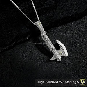High Quality Sword Jewelry Pendant With Brilliant Stone Detail And Luxury Hip Hop Finish - Product Image 3