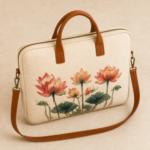 Sac pour ordinateur portable en toile florale avec matériau en jute, imperméable et antivol, compatible GPS, personnalisable, durable, écologique, grande capacité - Product Image 6
