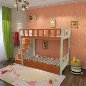 Orange <b>Convertible</b> Child Bunk <b>Bed</b> Home Furniture Vietnam Casual American Pine Plywood Wooden <b>Bed</b> Hao Hung Long Durable Safe for - Product Image 6