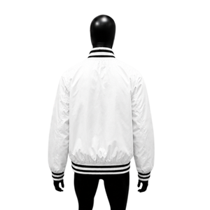 PREMIUM <b>WHITE</b> WINTER VARSITY BOMBER <b>JACKET</b> <b>MEN</b> WOMEN CASUAL LIGHTWEIGHT HEATED SNAPSHOT BUTTON STREETWEAR FASHION COAT OUTERWEAR - Product Image 2