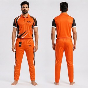 Uniforme de Cricket Naranja y Negro para Hombre con Diseño de Rayas Diagonales, Ropa Deportiva Transpirable de Poliéster, Precio al por Mayor - Product Image 6
