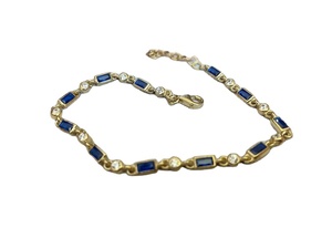 Bracelet pour femme A K Gems en argent sterling 925 avec saphir créé en laboratoire, taille baguette, serti à griffes, rhodié or, tendance, 18 cm, cadeau de fête - Product Image 6