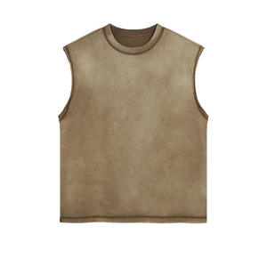 Hot Selling Men's Acid Wash Streetwear <b>Tank</b> <b>Top</b> 100% Cotton Custom Made Breathable Front Embroidery Best Supplier for Bulk - Product Image 3