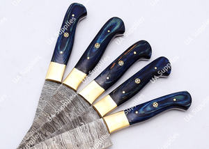Cuchillo de Acero de Damasco OEM/ODM Personalizado, Hoja Martillada, Afilado como una Navaja, 58 HRC, Juego de Cuchillos de Cocina Profesionales para Chef, Mango de Madera Pakka y Latón - Product Image 4