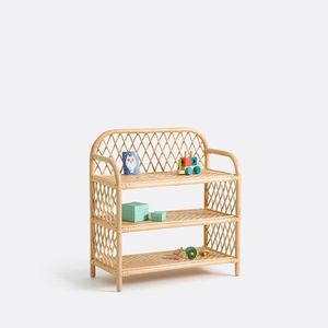 Wholesale Eco Friendly Rattan Shelving Diamond Lattice Back Style Storage Organizer Cute Nursery Bedroom <b>Book</b> Display <b>Stand</b> - Product Image 1