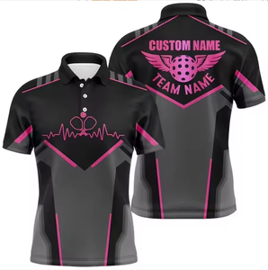 IRSA SPORTS Unisex Pickleball Custom Sublimation Athletic <b>Shirt</b> Breathable Eco-Friendly Spandex/Cotton <b>Half</b> Sleeve Button-Up - Product Image 1