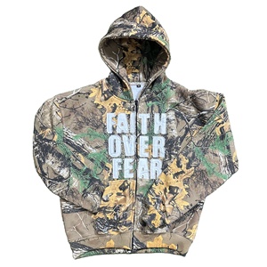 Sudadera con Capucha y Cremallera de Camuflaje Faith Over Fear para Hombre, Corte Regular, Informal, para Caza y Actividades al Aire Libre, Diseño Estampado, Ropa de Otoño - Product Image 1