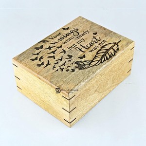 Natural Wooden Urn <b>Box</b> Engraved <b>Memorial</b> Keepsake Cremation Urn for Human or Pet Ashes Vietnam Made - Product Image 1