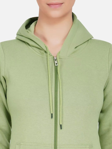 Conjunto Deportivo con Capucha para Mujer, Color Verde Oliva, Manga Larga, Cierre Frontal, Pantalones Jogger Casuales con Bolsillos Laterales, Color Sólido, Ropa de Primavera - Product Image 6