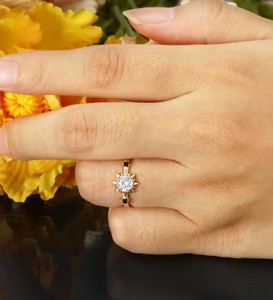 Round Cut Moissanite <b>Ring</b> 925 Sterling <b>Silver</b> Classic <b>Solitaire</b> Engagement <b>Ring</b> Elegant Minimalist Wedding Jewelry Gift for Her - Product Image 4