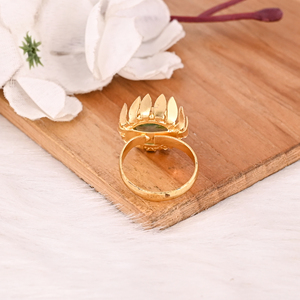 Blue Topaz Hydro Gemstone Brass <b>Ring</b> for Women Gold Plated <b>Adjustable</b> Trendy Jewelry - Product Image 5