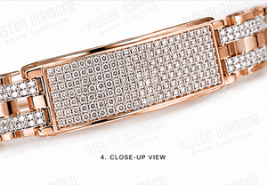 Premium 18K Rose Gold Diamond Bracelet Unisex Luxury Fine Jewelry Paved Central Plate Link Chain Gift For <b>Men</b> And Women - Product Image 5