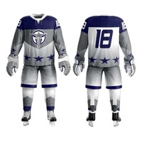 Ensemble uniforme de hockey sur glace grande taille, 100 % polyester, logo personnalisé, antibactérien, sublimation personnalisée, tenue décontractée, sport – Vente chaude