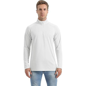 Premium Men's Winter Performance Quarter Zip Front Long Sleeve Pullover Shirt Lightweight <b>Moisture</b> Wicking Stretch Golf Training - Product Image 3