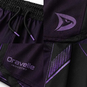 Shorts de Gaming Cyberpunk Tactique Aubergine Premium Personnalisés en Maille Sublimée pour Esports – Violet et Noir, Inspirés du Gaming - Product Image 5