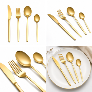 Ensemble de couverts de luxe en acier inoxydable doré, 4 pièces, finition miroir, pour hôtel, restaurant, mariage, avec logo personnalisé - Product Image 3