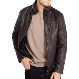 Hot Sale Men's <b>Winter</b> <b>Leather</b> <b>Jacket</b> with Stand Collar Comfortable Breathable Windproof Custom Size Available Men <b>Leather</b> <b>Jacket</b> - Product Image 4