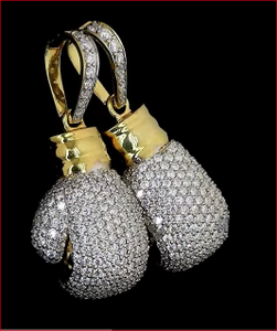 Hip Hop Boxing <b>Glove</b> Pendant Charm Gold Plated Micro Pave Diamond Round Brilliant Cut Alloy Unisex Fashion Jewelry Gift - Product Image 2