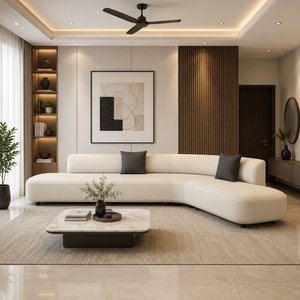 Sofá Seccional Curvo Moderno, Tela Premium, Espuma HR, Madera de Roble Americano, Sofá de Esquina de Lujo para Sala de Estar, Diseño Contemporáneo para el Hogar - Product Image 1
