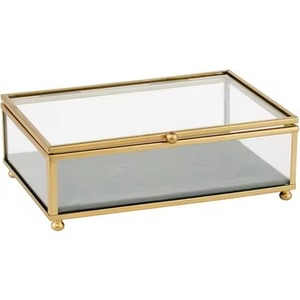 Grande boîte de rangement pour bijoux en métal et verre pour bagues, boucles d'oreilles, colliers, usage domestique - Product Image 2