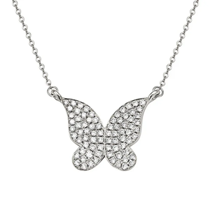 จี้รูปผีเสื้อทองคำ 14K ชุบโรเดียมประดับเพชร 0.21 กะรัต - Product Image 1