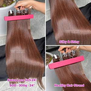 Vente chaude 24 "SDD couleur brune naturelle faisceaux de cheveux humains cuticule aligné Extensions de cheveux 100% cheveux vietnamiens bruts - Product Image 2
