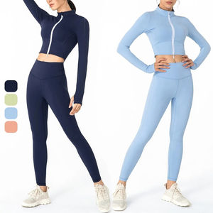 Women's Yoga Set Zip-up Long Sleeve Top Jacket <b>Trousers</b> Solid Pattern <b>Four</b>-Way Stretch Breathable Spandex/Nylon <b>Plus</b> Size - Product Image 1
