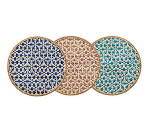 Sets de table écologiques en bambou, faits à la main, tissés, ronds, motif étoile beige, décoration de table, vente en gros, en vrac, B2B, directement de l'usine, OEM - Product Image 2