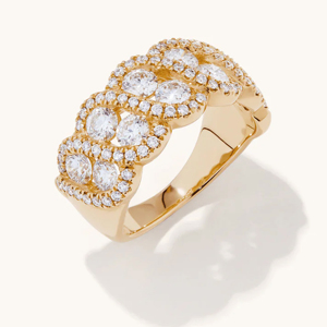 Luxury Yellow <b>Gold</b> Round Brilliant Cut Diamond <b>Cocktail</b> <b>Ring</b> for Women Wedding Engagement Fine Jewelry Gift - Product Image 3