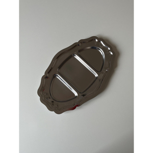 Plateau de service en métal à prix avantageux pour la maison et l'hôtel, plateau ovale en acier inoxydable plaqué argent - Product Image 2