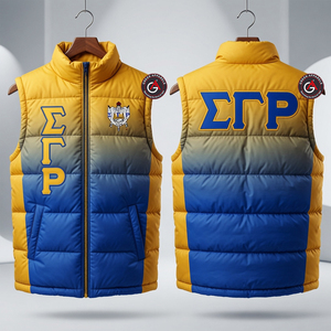 Sigma Gamma Rho Custom Lightweight Waistcoat Warm Bubble Packable Sleeveless Jacket Plus Size Winter Men Duck <b>Down</b> Puffer Vest - Product Image 5