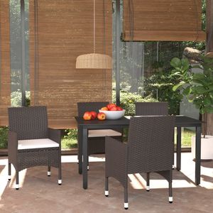 Set da Pranzo Leggero in 5 Pezzi, Mobili da Giardino in Rattan PE Marrone, Set per Esterni - Product Image 1