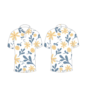 เสื้อโปโลผู้ชายสีขาวสีเหลืองสีฟ้าพิมพ์ลายดอกไม้ลำลองแขนสั้นแฟชั่นฤดูร้อน - Product Image 3