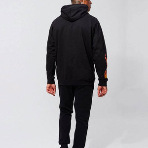 Sweat à capuche noir pour homme, imprimé crâne, coupe oversize, streetwear, manches flamboyantes, en coton French Terry, avec logo frontal, style automne - Product Image 2