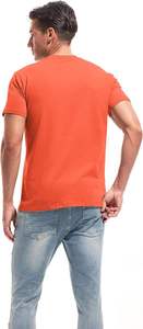 Camiseta de Manga Corta para Hombre, Cuello Redondo, Color Naranja, Corte Holgado, Informal, de Algodón, Diseño Personalizable - Product Image 3