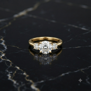 Bague de promesse tendance pour femme, personnalisée, en or massif 14 carats, classique, sertie de trois pierres en moissanite, cadeau idéal pour mariage - Product Image 3
