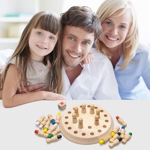 Jeu d'échecs de mémoire en bois Montessori pour enfants, jouet éducatif précoce, casse-tête, jeu de correspondance des couleurs, planche à mémoire - Product Image 5