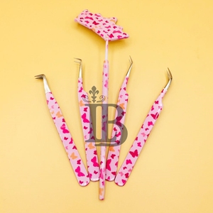Nouvelles pinces personnalisées en vison durable, motif papillon rose, pour extensions de cils, avec impression sur papier, offre de logo pour cils plats - Product Image 2