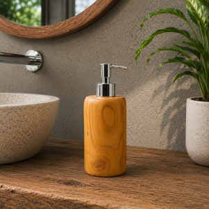 Distributeur de savon en bois de teck imperméable de luxe ARTERRA avec pompe en acier inoxydable, accessoires pour flacon de lotion pour les mains liquide - Product Image 6