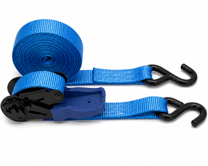 PROVINA Blue Polyester Ratchet Strap Aluminum Handle <b>S</b> <b>Hooks</b> 25mm Width 3m Length 800kg Breaking Strength for Secure Loading - Product Image 1